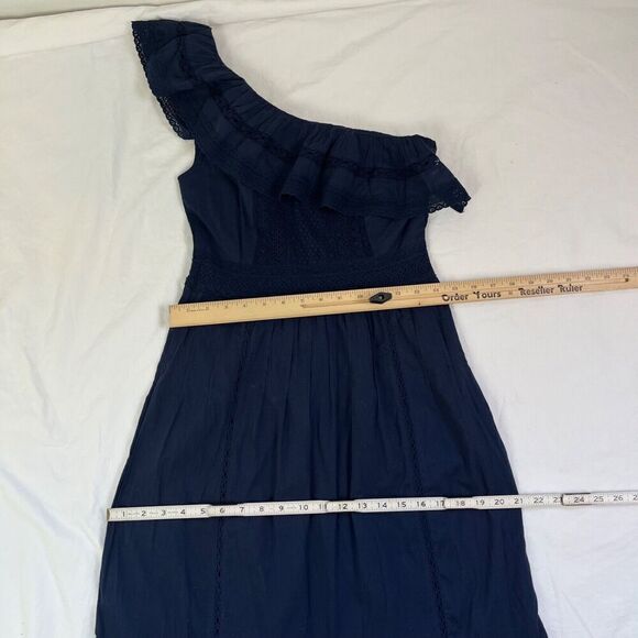 Anthropologie Velvet by Graham & Spencer One-Shoulder Lace Midi Dress XS Blue - Picture 5 of 8